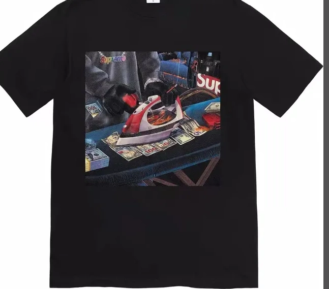 XL L Banknote M Large Tee USD 22SS Short White BLING and Gas Necklace Iron T-shirt Black S Sleeve 0508